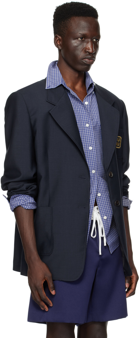 Miu Miu - Navy Single-Breasted Blazer