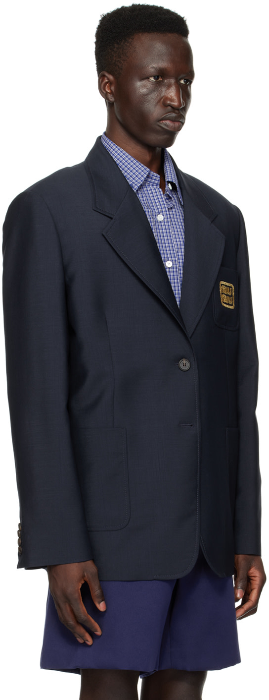Miu Miu - Navy Single-Breasted Blazer