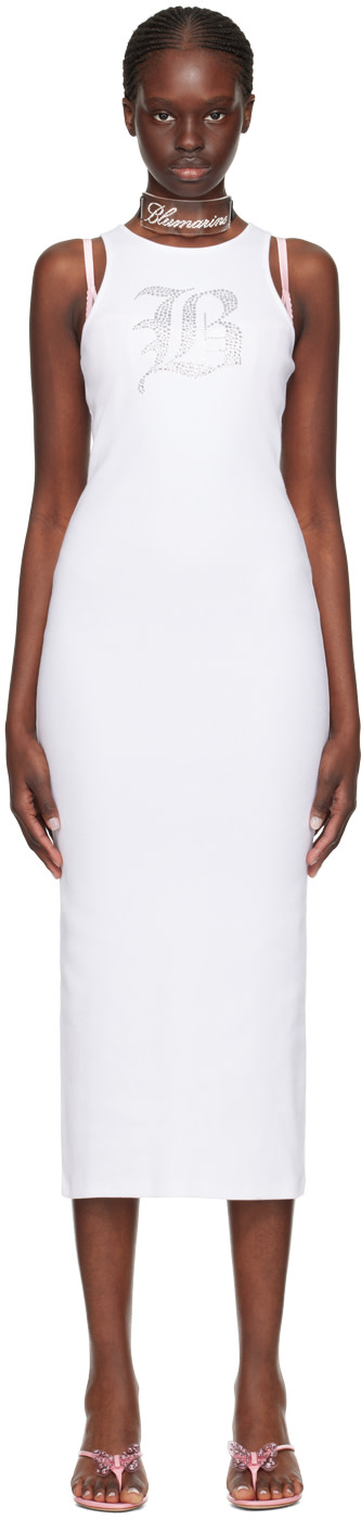 Blumarine - Robe midi blanche à image à logo