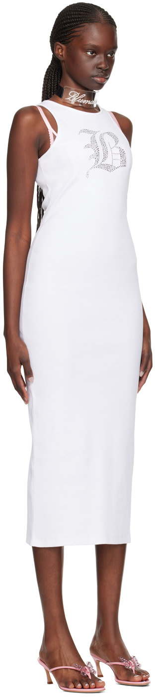 Blumarine - Robe midi blanche à image à logo