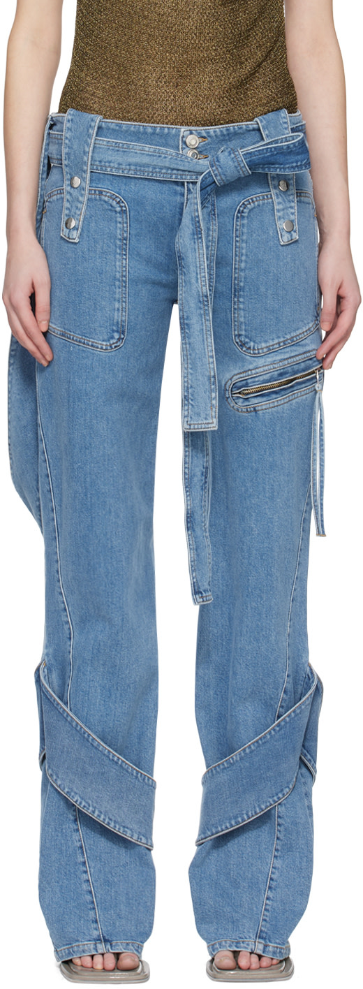 Blumarine: Blue Layered Jeans | SSENSE