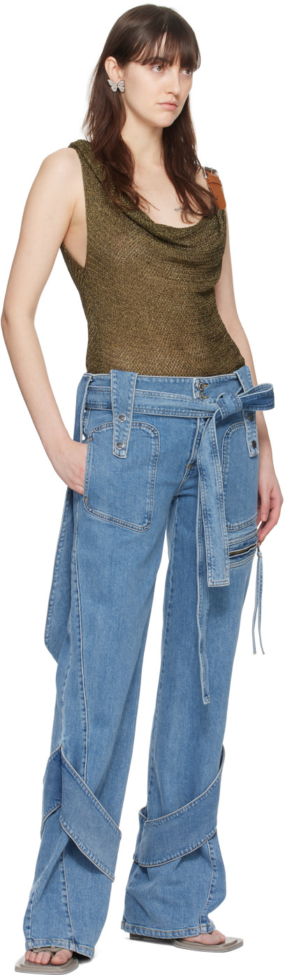 Blumarine: Blue Layered Jeans | SSENSE