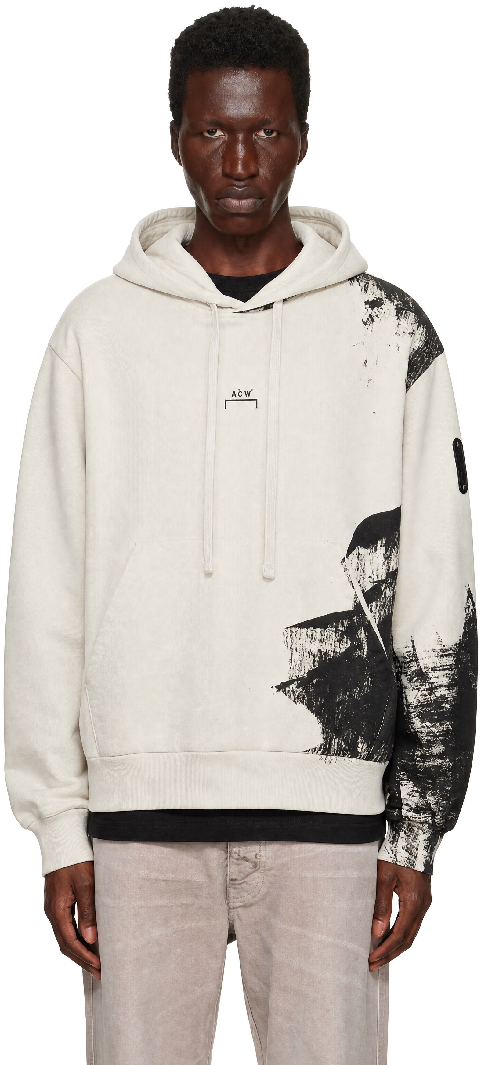 A-COLD-WALL* - Pull à capuche beige et noir à image