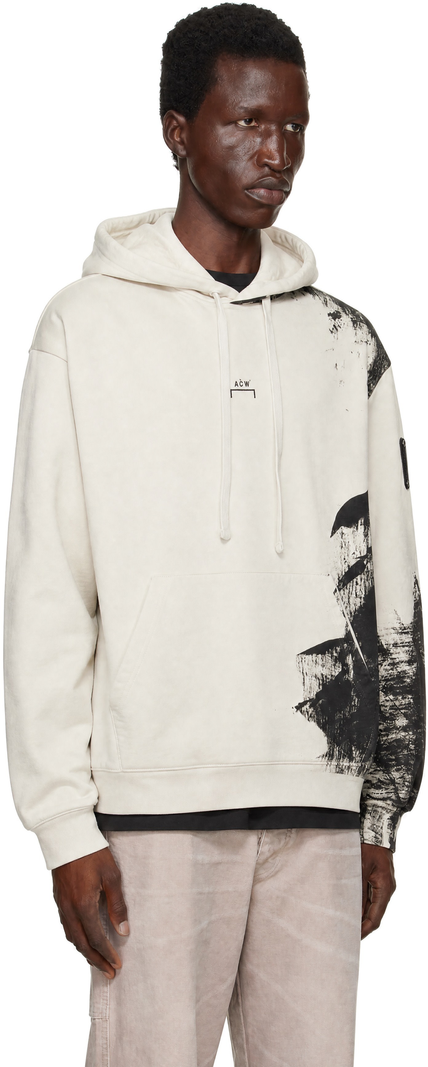A-COLD-WALL* - Pull à capuche beige et noir à image