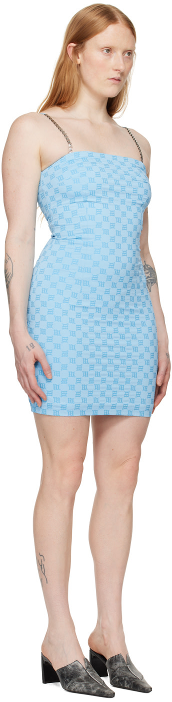 MISBHV - Robe courte bleue à monogrammes exclusive à SSENSE