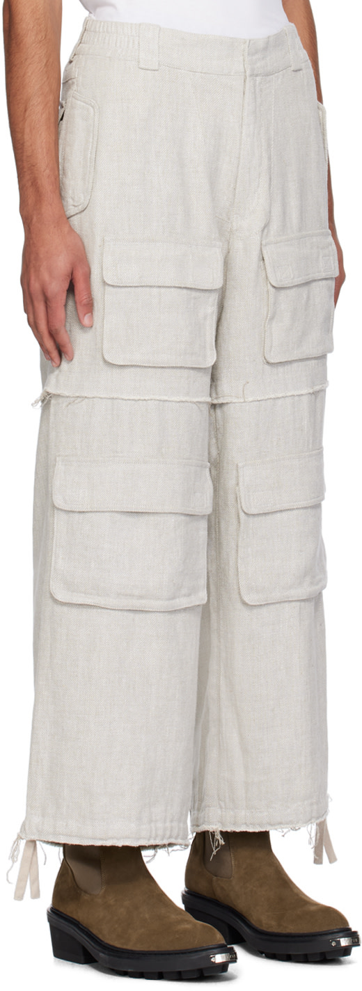 MISBHV - Pantalon cargo gris à bords bruts