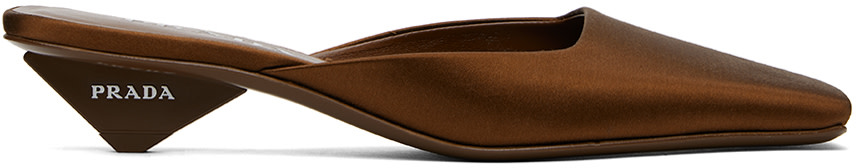 Prada - Brown Satin Mules