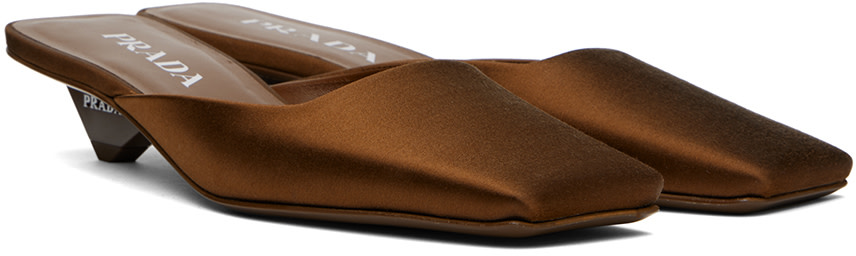 Prada - Brown Satin Mules