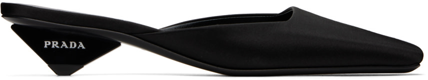 Prada - Mules noires en satin