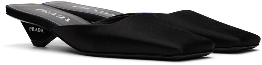 Prada - Mules noires en satin