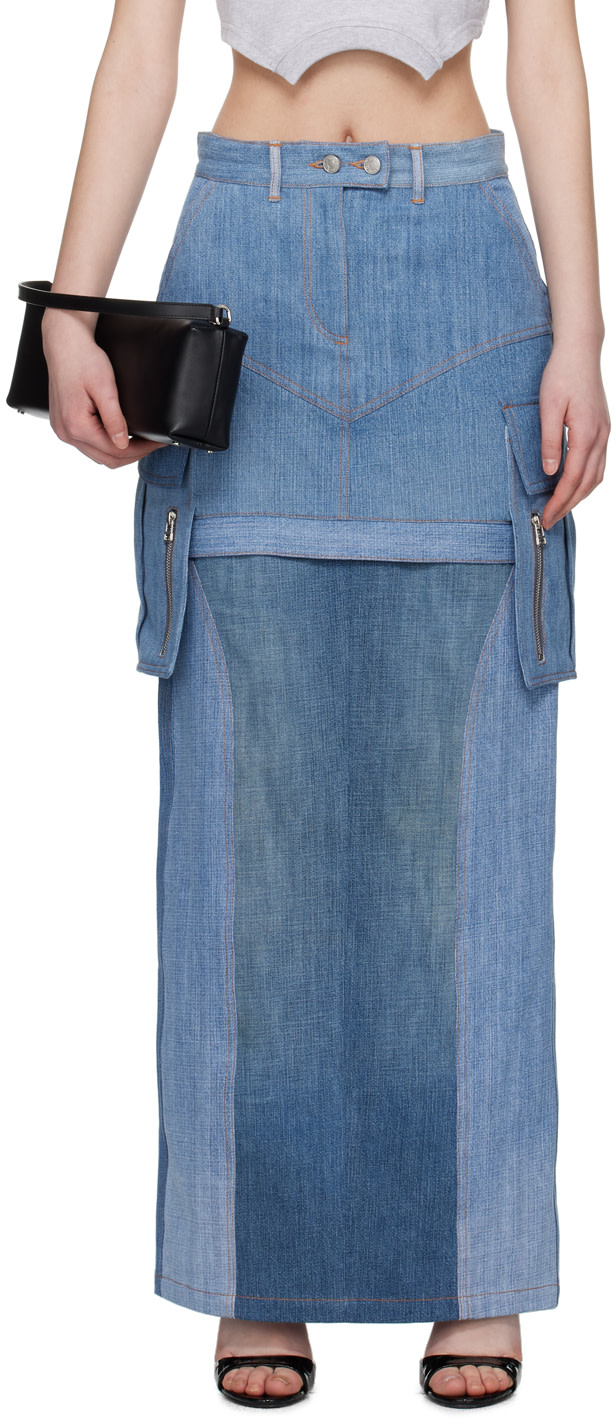 SRVC - Jupe midi Uma bleue en denim