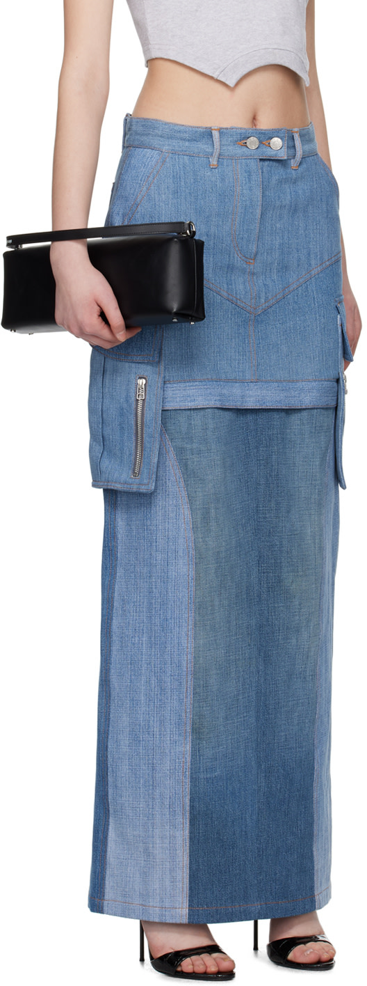 SRVC - Jupe midi Uma bleue en denim