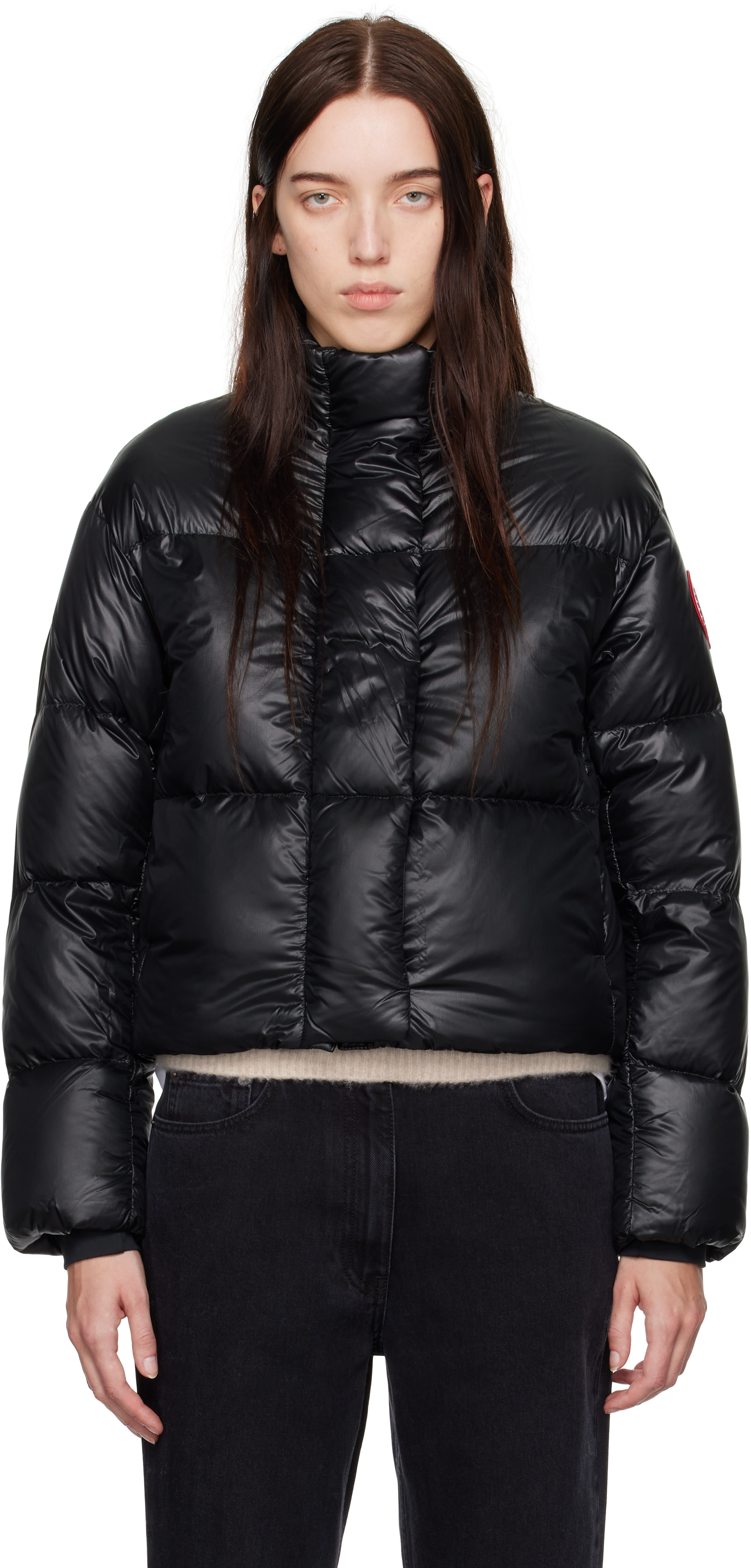 Canada Goose: Black Cypress Cropped Puffer Down Jacket | SSENSE