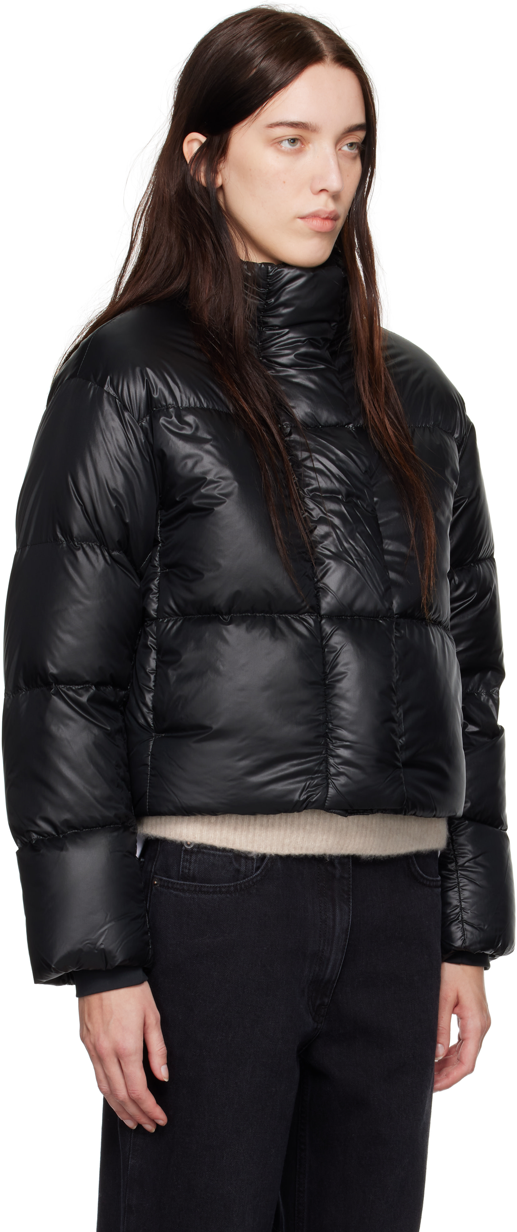Canada Goose: Black Cypress Cropped Puffer Down Jacket | SSENSE