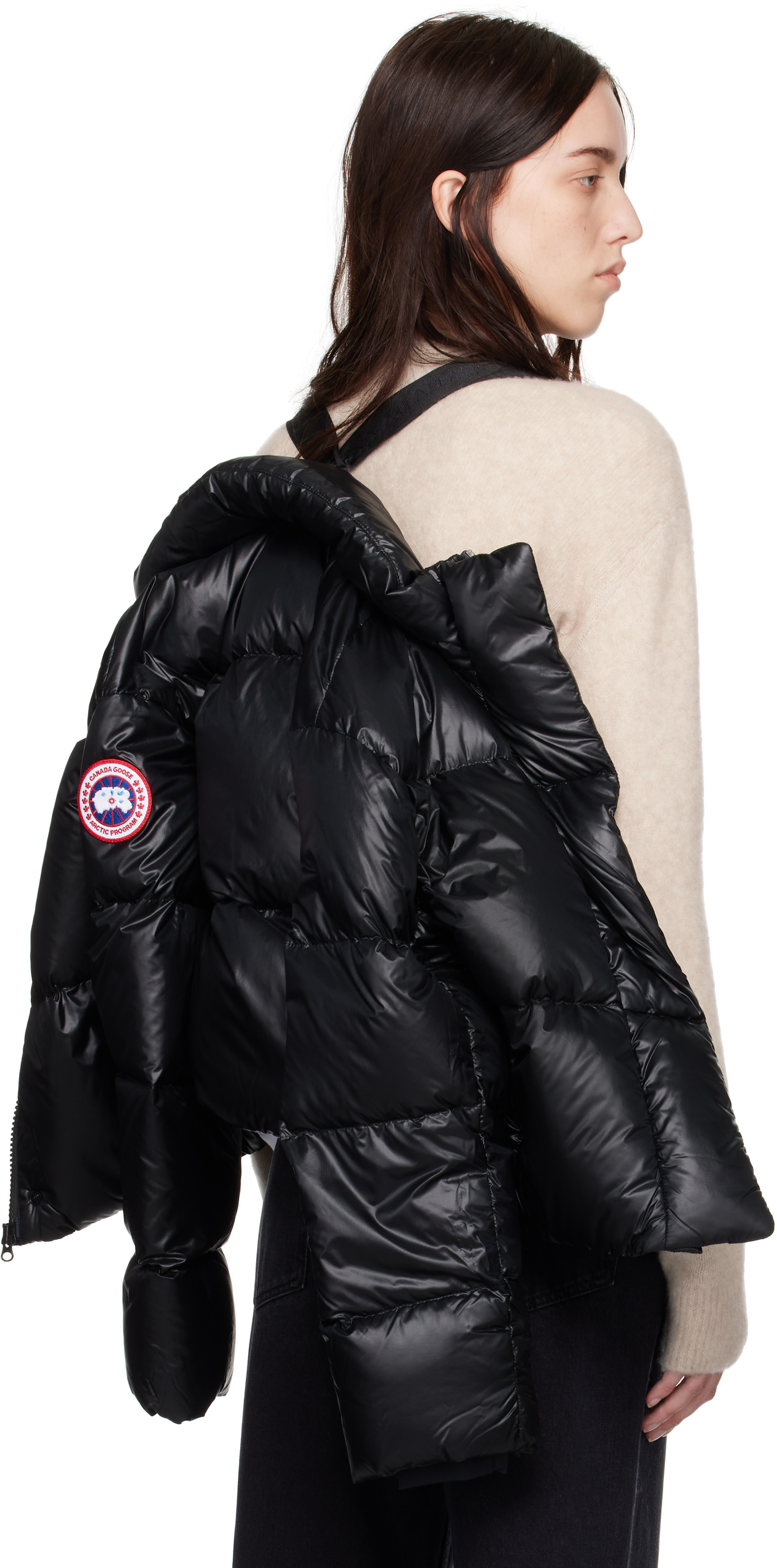 Canada Goose: Black Cypress Cropped Puffer Down Jacket | SSENSE