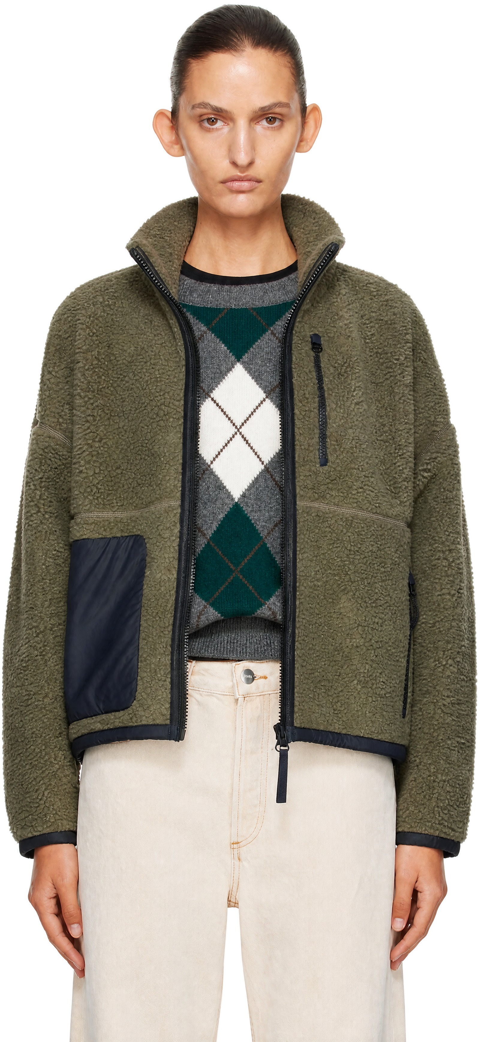 ポケット Canada Goose: Khaki Simcoe Zip Up Fleece Jacket | SSENSE Canada