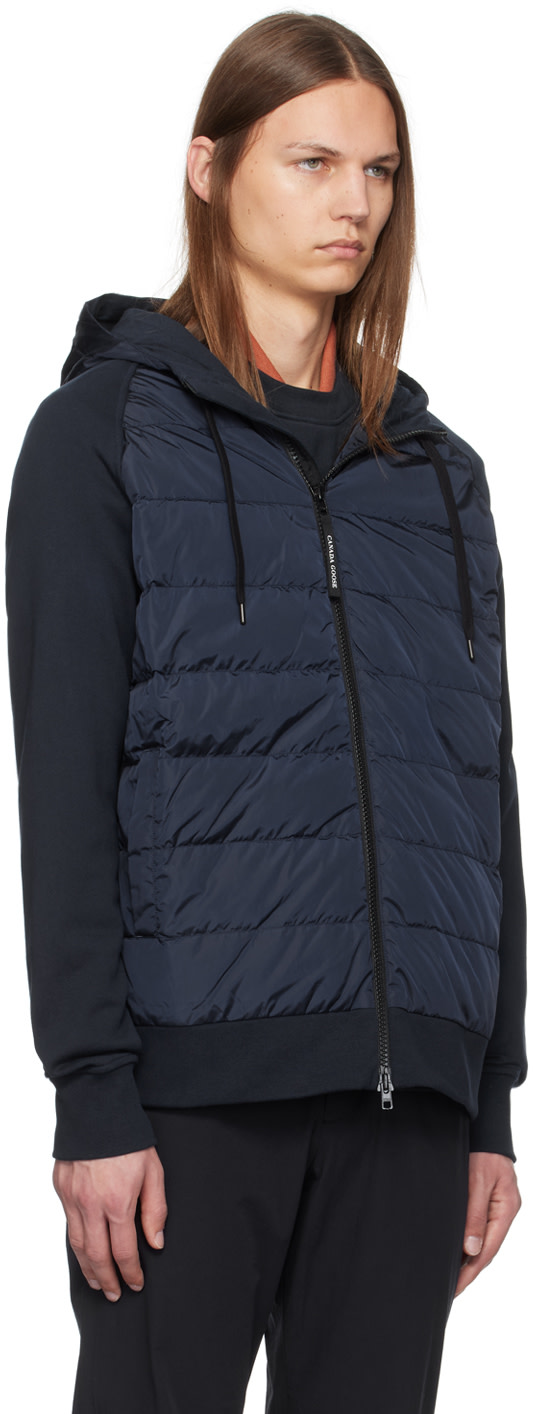 Canada Goose - 네이비 하이브릿지 휴론 집업 다운 재킷