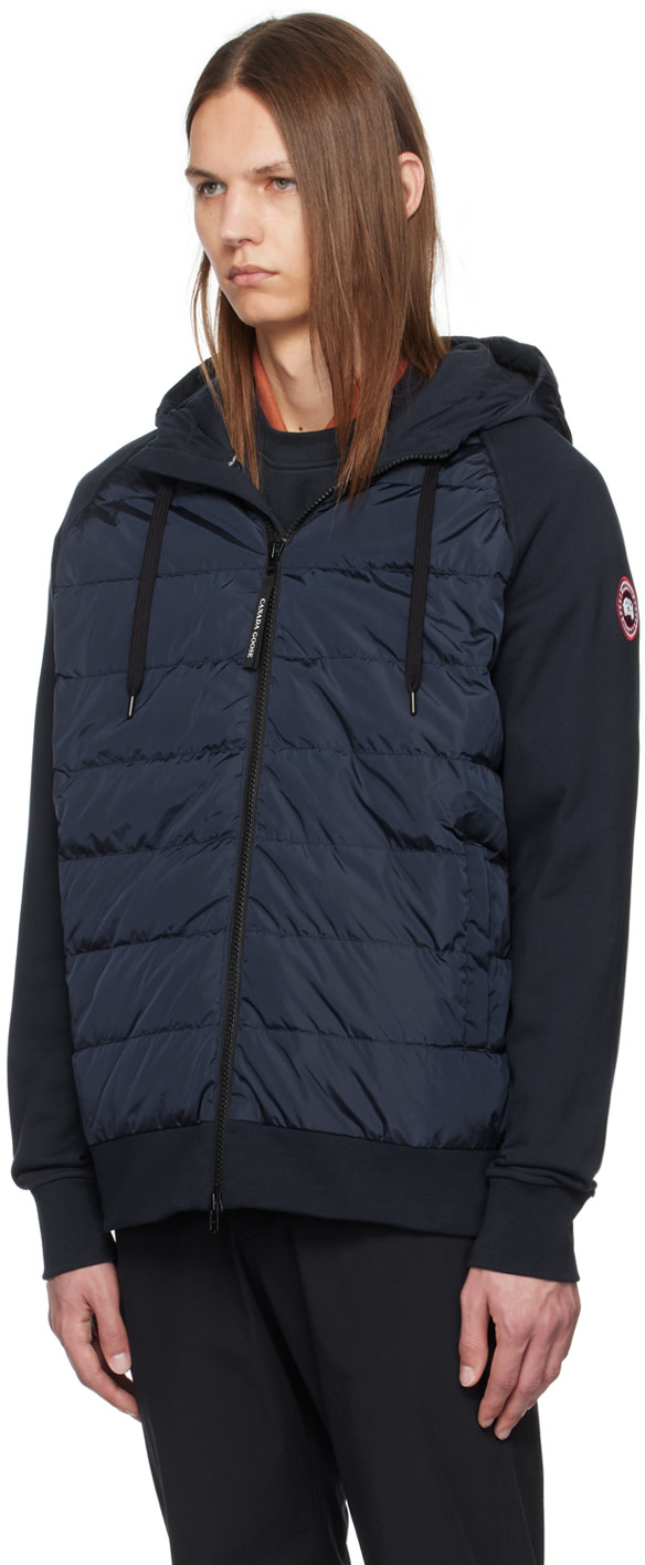 Canada Goose - 네이비 하이브릿지 휴론 집업 다운 재킷
