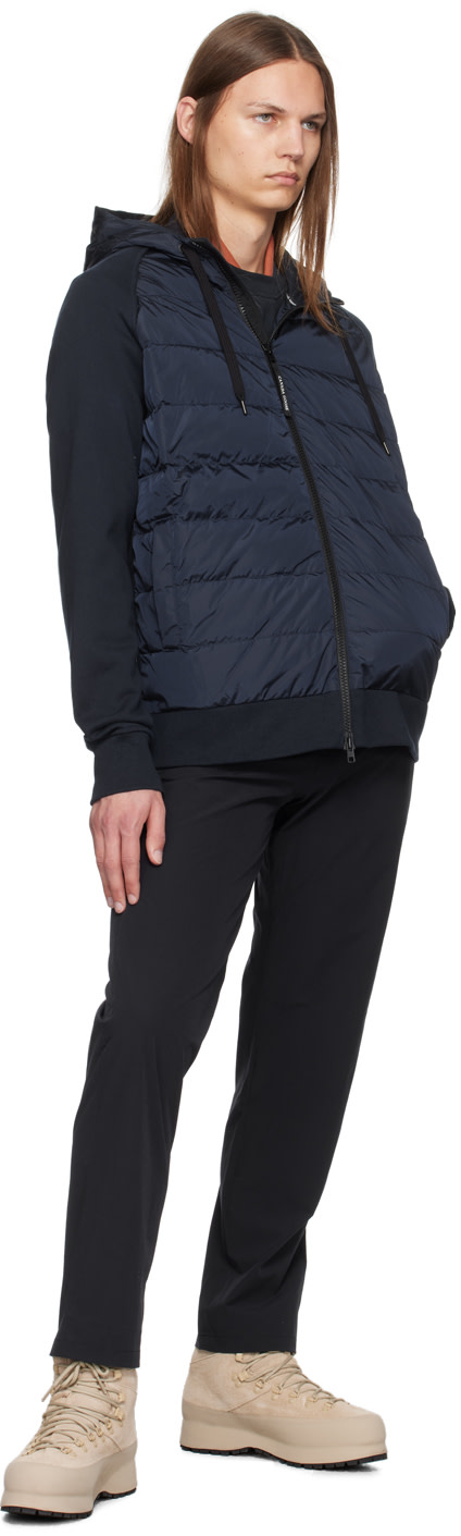 Canada Goose - 네이비 하이브릿지 휴론 집업 다운 재킷