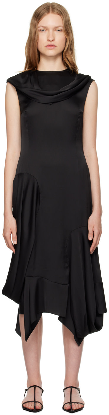 J.KIM - Robe midi noire à basque - Vaza