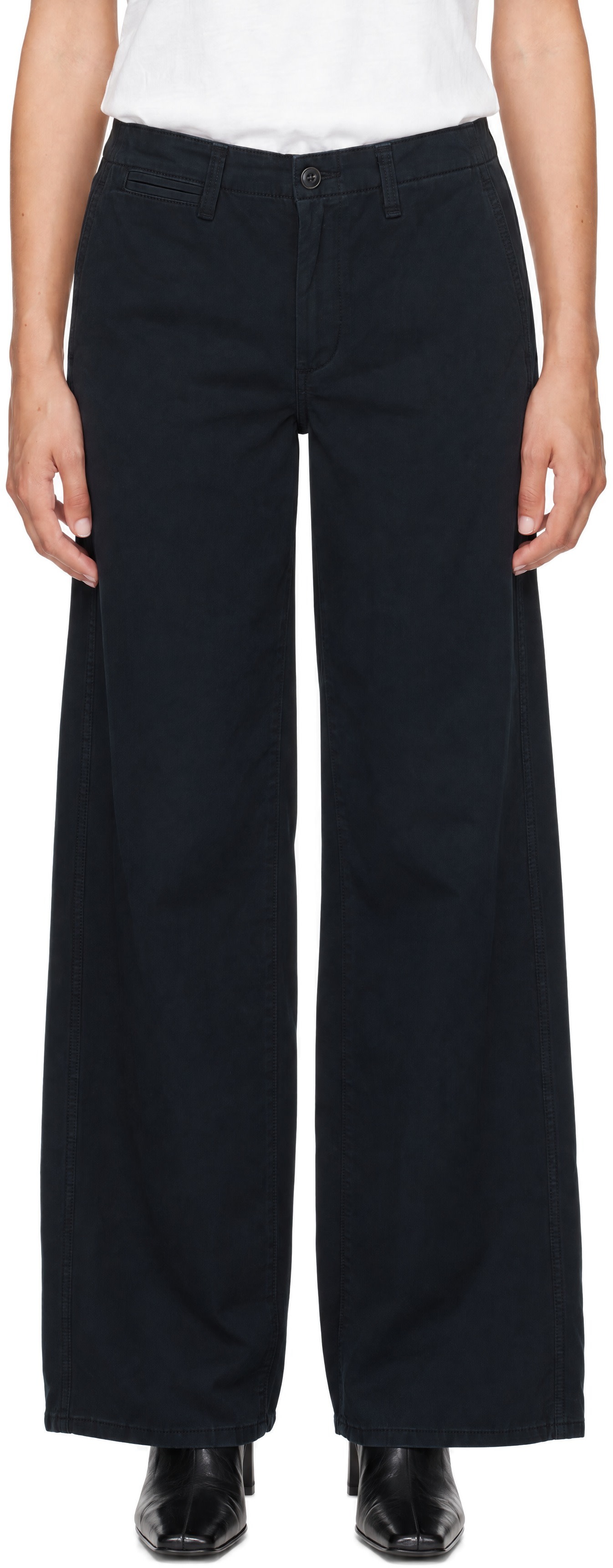 rag & bone - Pantalon chino ample Sofie bleu marine