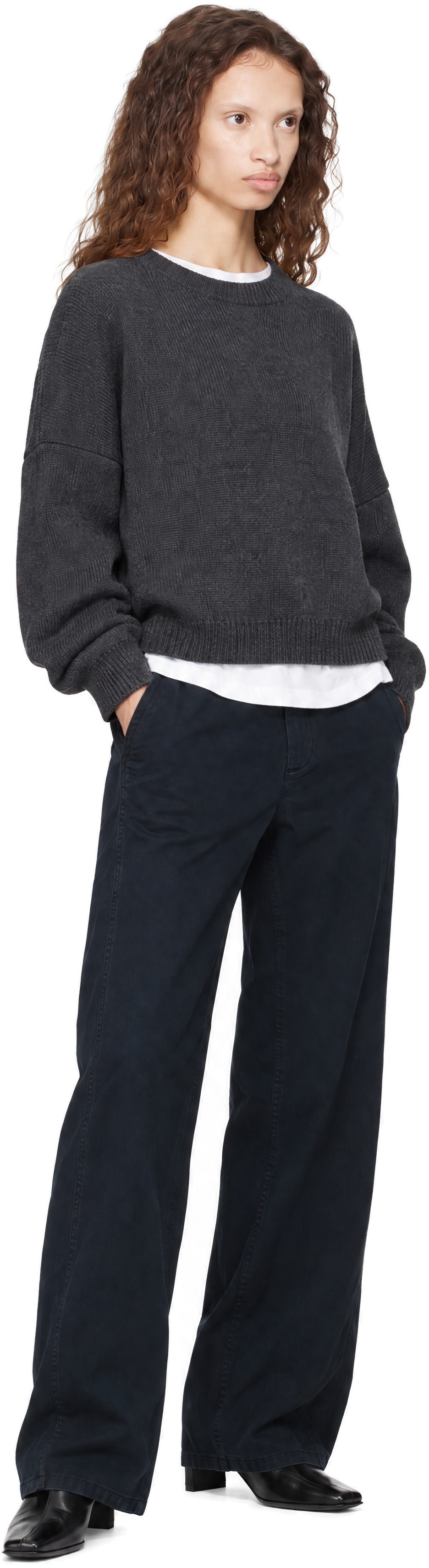 rag & bone - Pantalon chino ample Sofie bleu marine