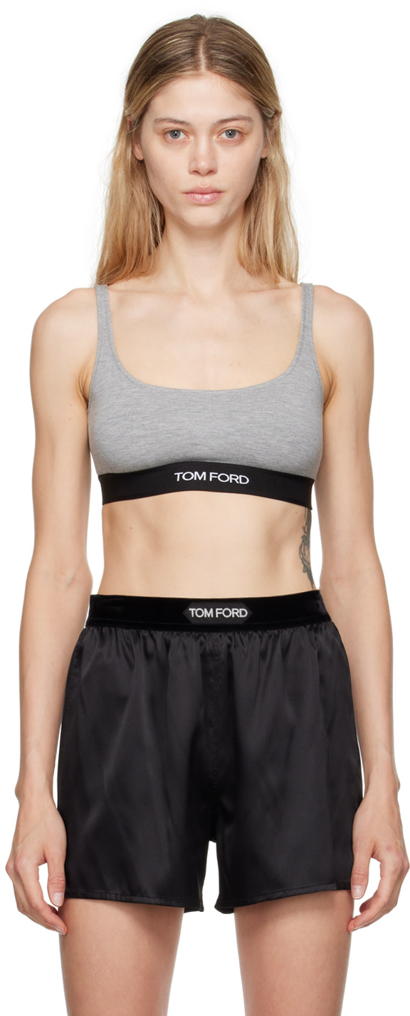 TOM FORD - Soutien-gorge gris à logo