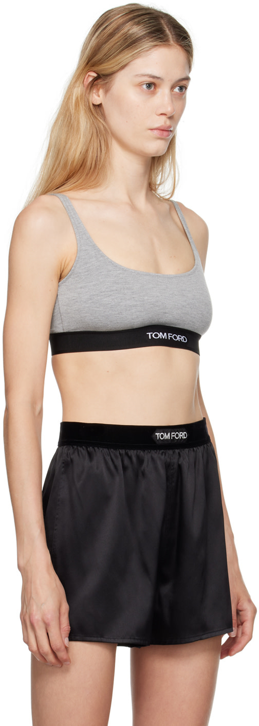TOM FORD - Soutien-gorge gris à logo