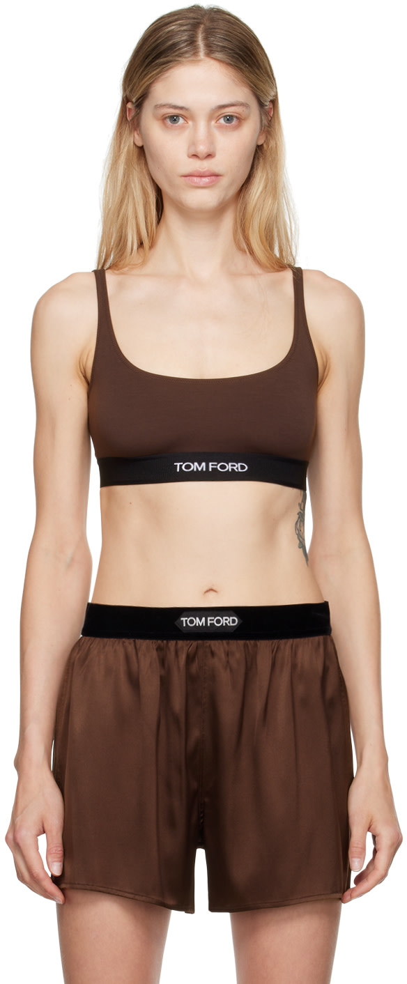 TOM FORD - Soutien-gorge brun à logo