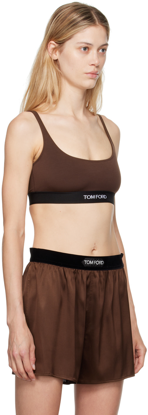 TOM FORD - Soutien-gorge brun à logo