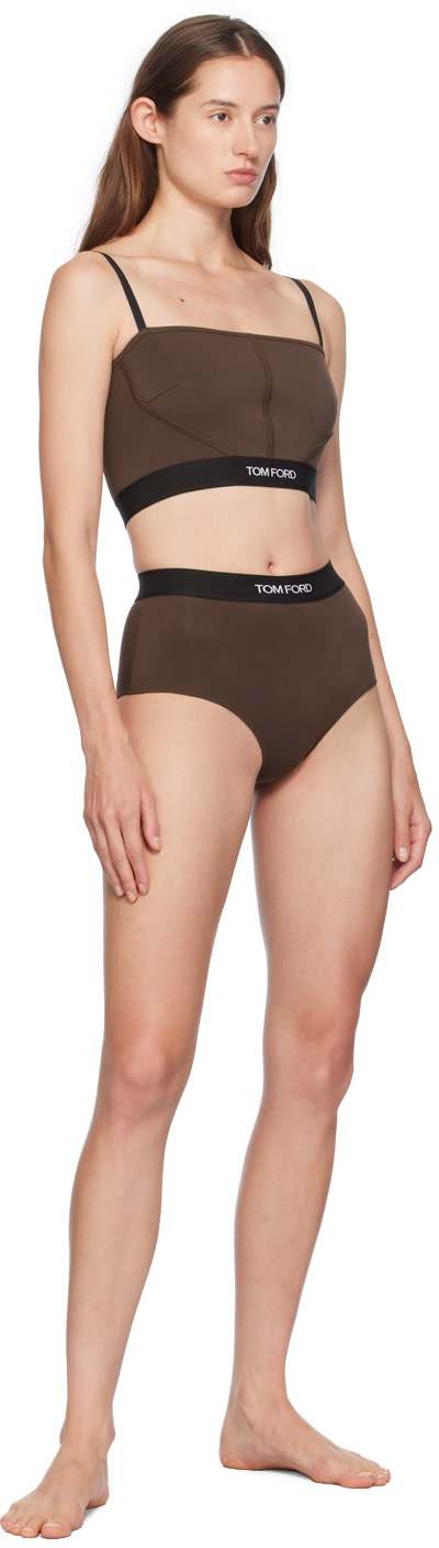 TOM FORD - Culotte brune en modal à logo
