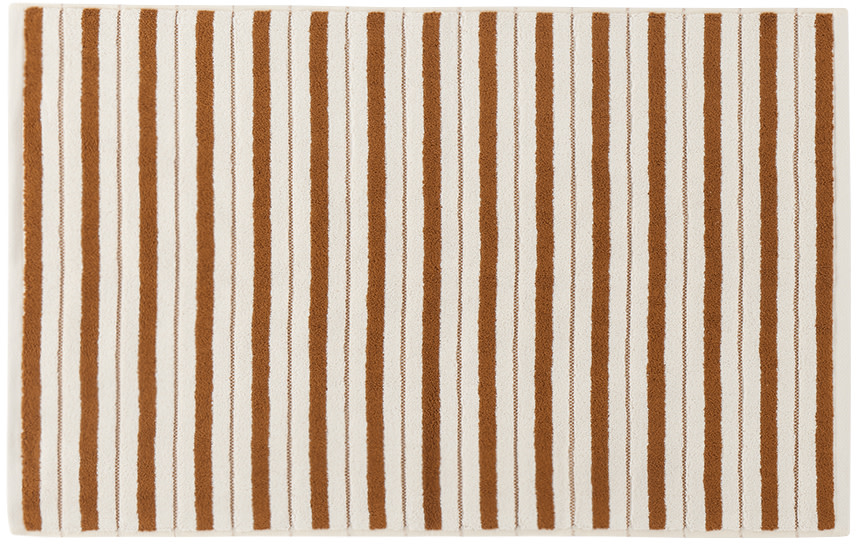 Baina - Tapis de bain Echo blanc cassé et orange