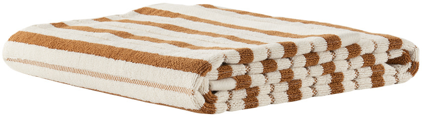 Baina - Off-White & Orange Franklin Bath Towel