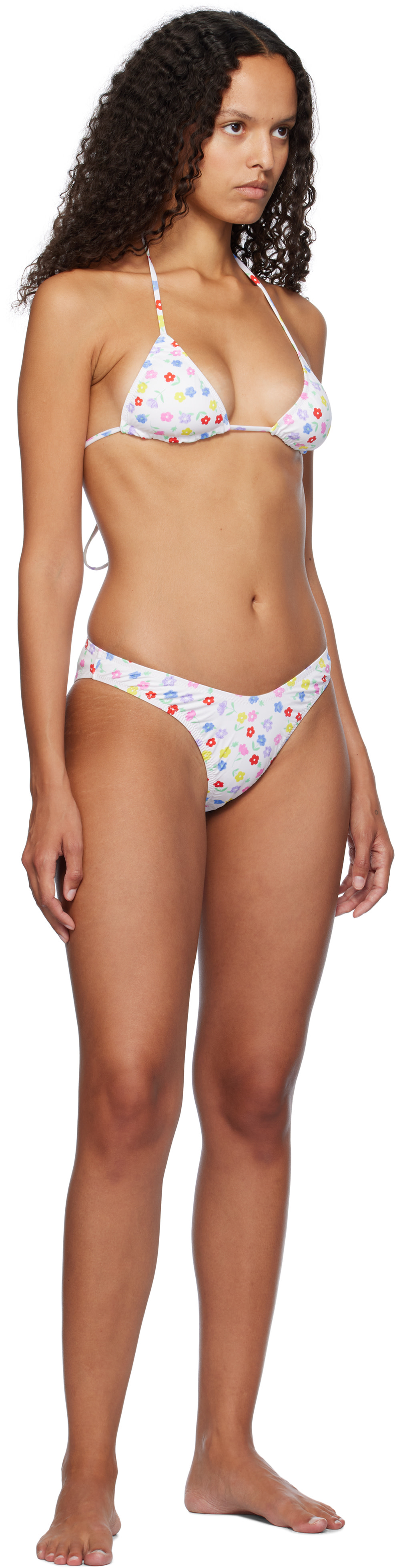 Frankies Bikinis: White Suki Floral Classic Bikini Bottom | SSENSE