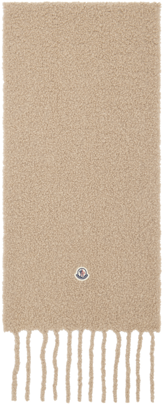 Moncler - Écharpe beige à franges