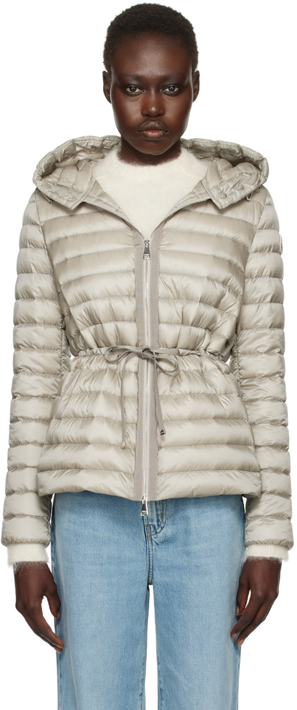 現行品　モンクレール RAIE ダウンジャケット ライトダウン Moncler: グレー Raie ショート ダウンジャケット | SSENSE 日本