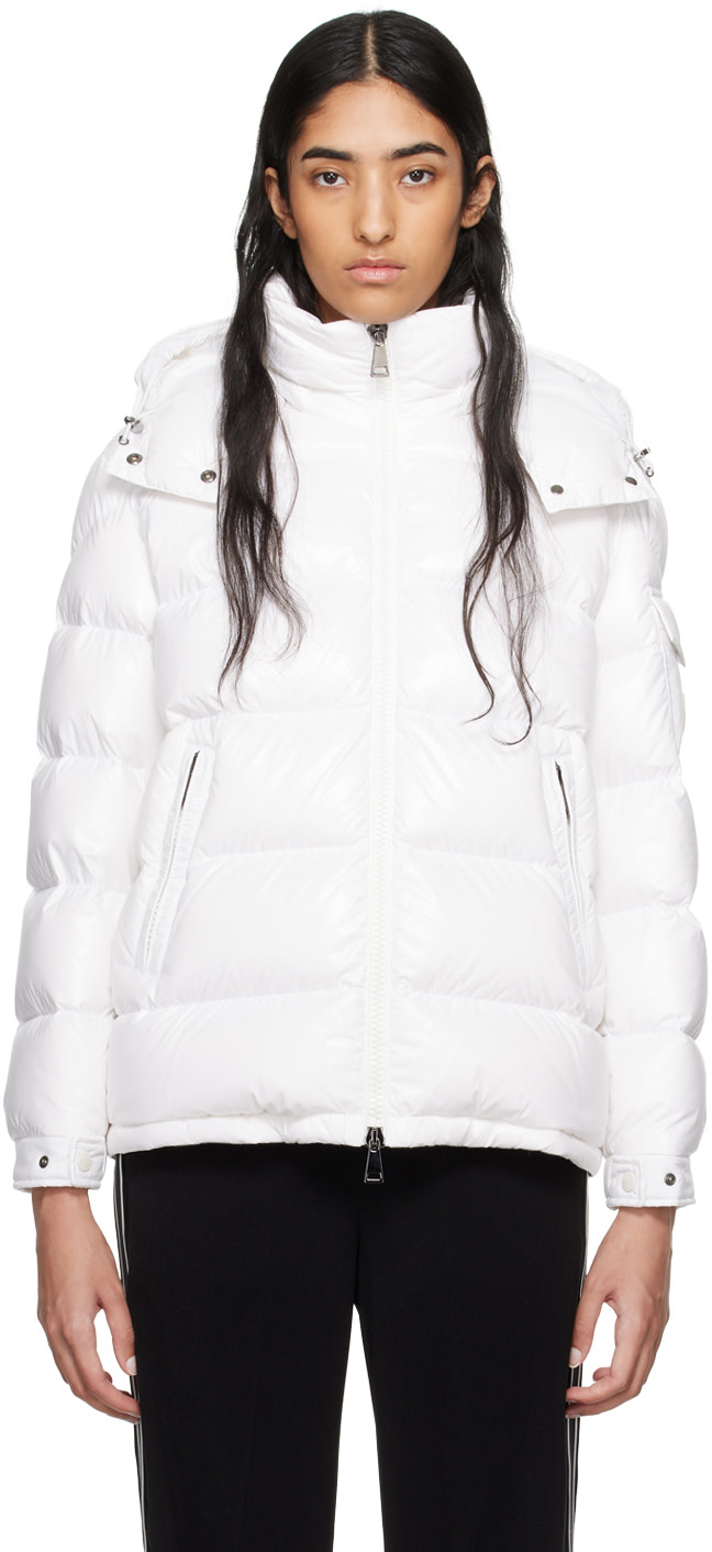 Moncler: White Maire Short Down Jacket | SSENSE Canada