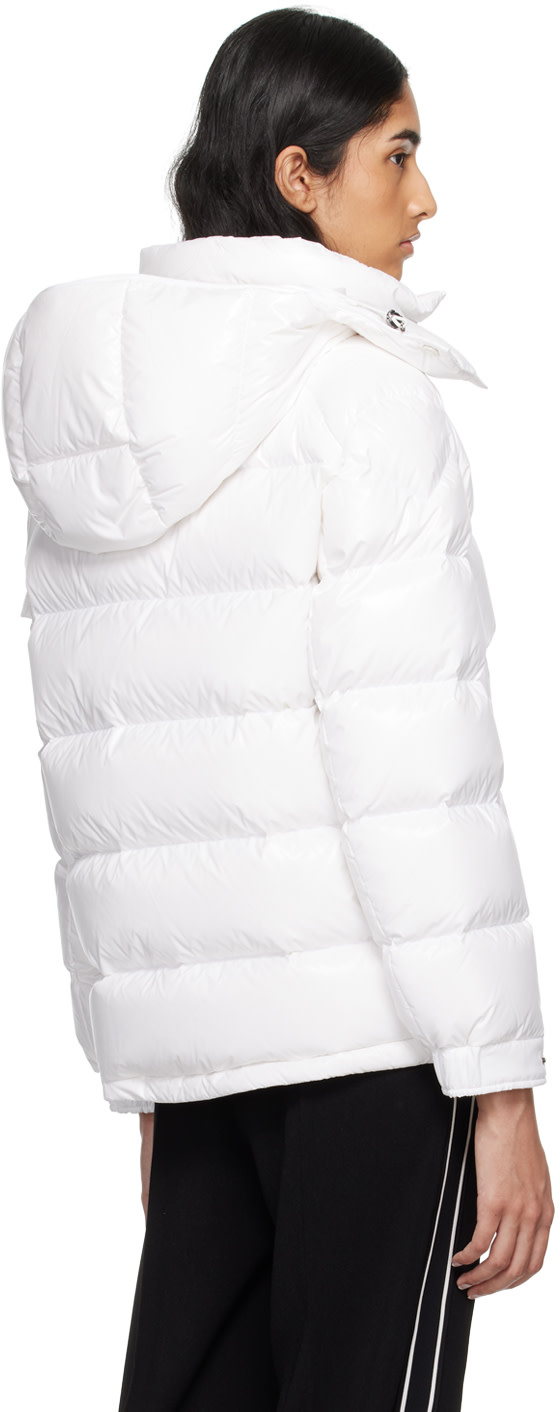 Moncler ホワイト ジャケット White Moncler Maya Hooded Short Down Jacket - Short Down Jackets