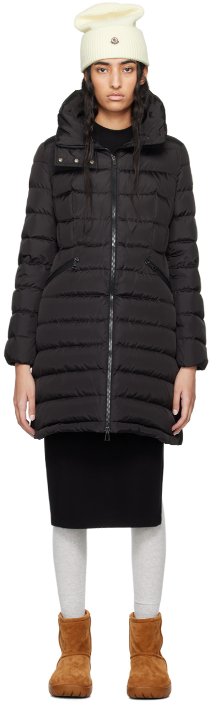 MONCLER モンクレール FLAMMETTE GIUBBOT ダウン 黒 S Moncler: Black Flammette Down Coat | SSENSE