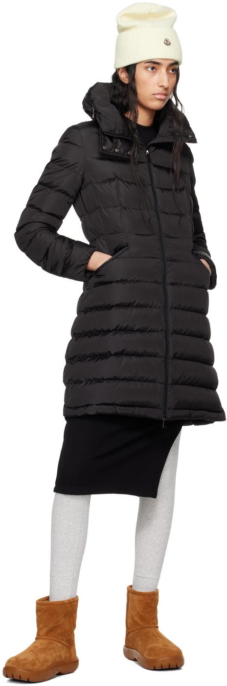 Moncler: Black Flammette Down Coat | SSENSE