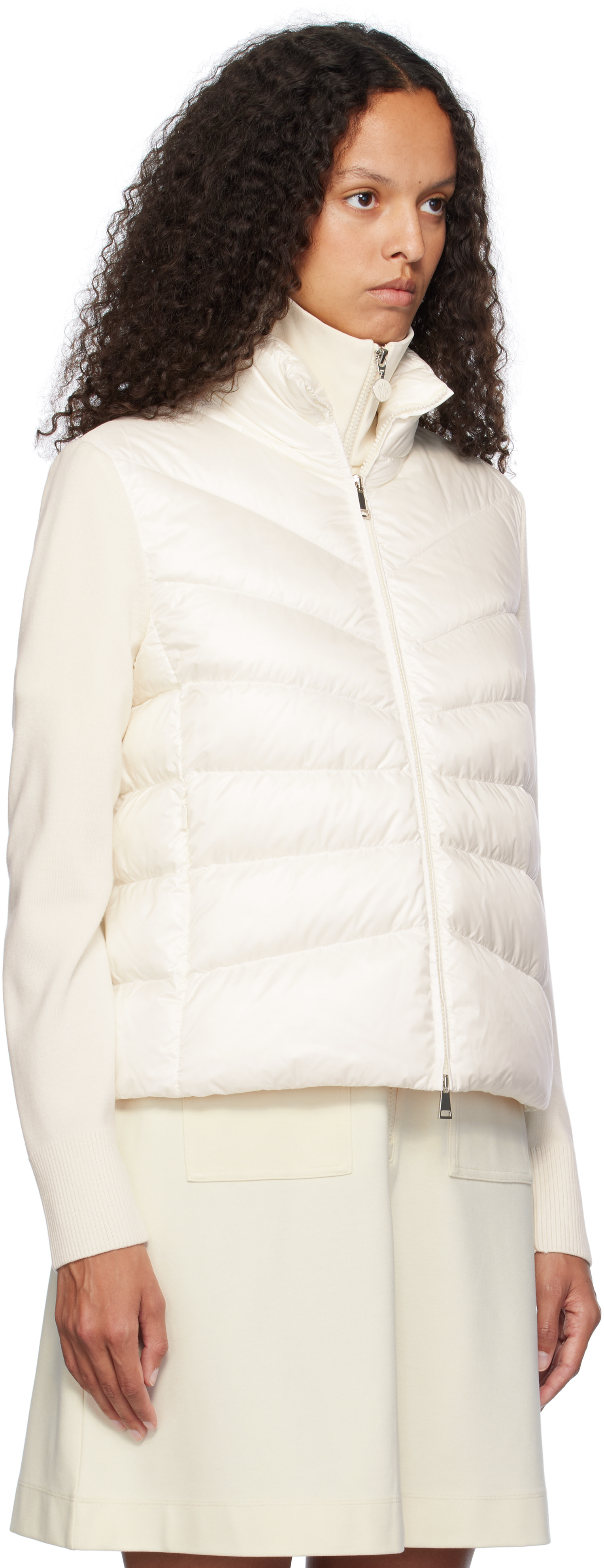 Moncler - 오프 화이트 울 패딩 다운 가디건