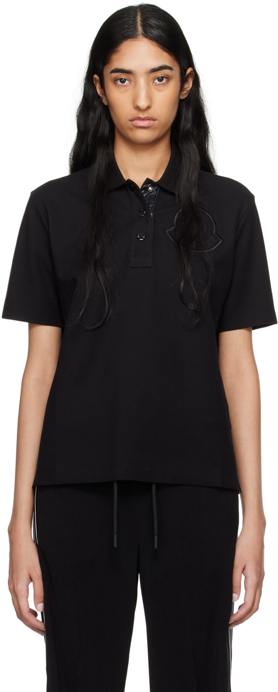 Moncler - Polo noir à logo brodé
