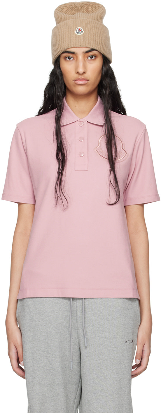 Moncler - Polo rose à logo brodé