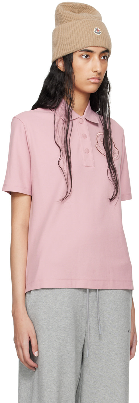 Moncler - Polo rose à logo brodé