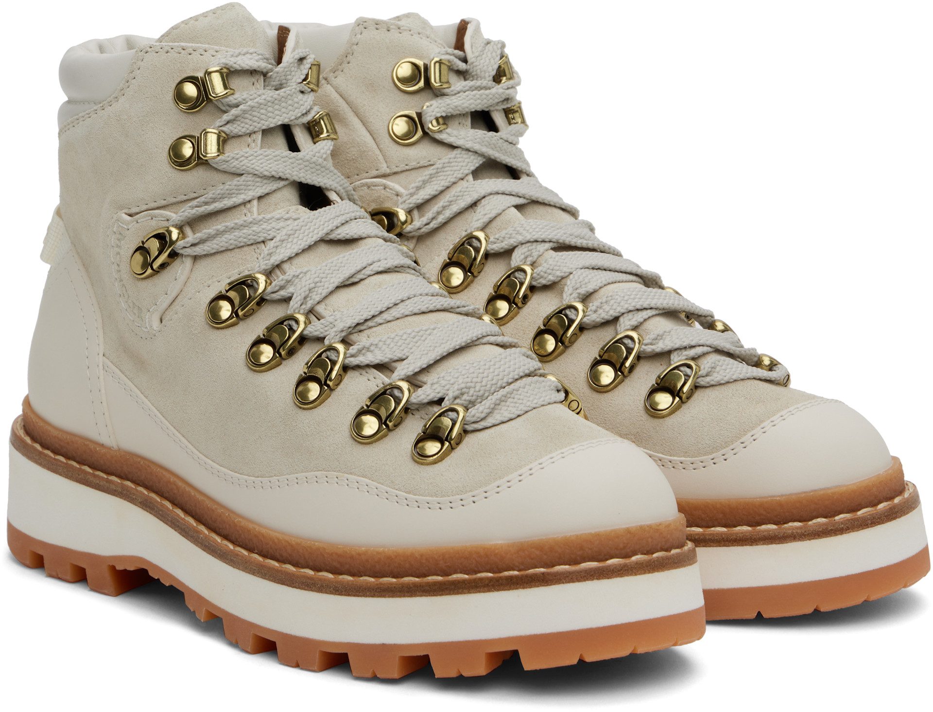 Moncler - Bottes de randonnée Peka blanc cassé