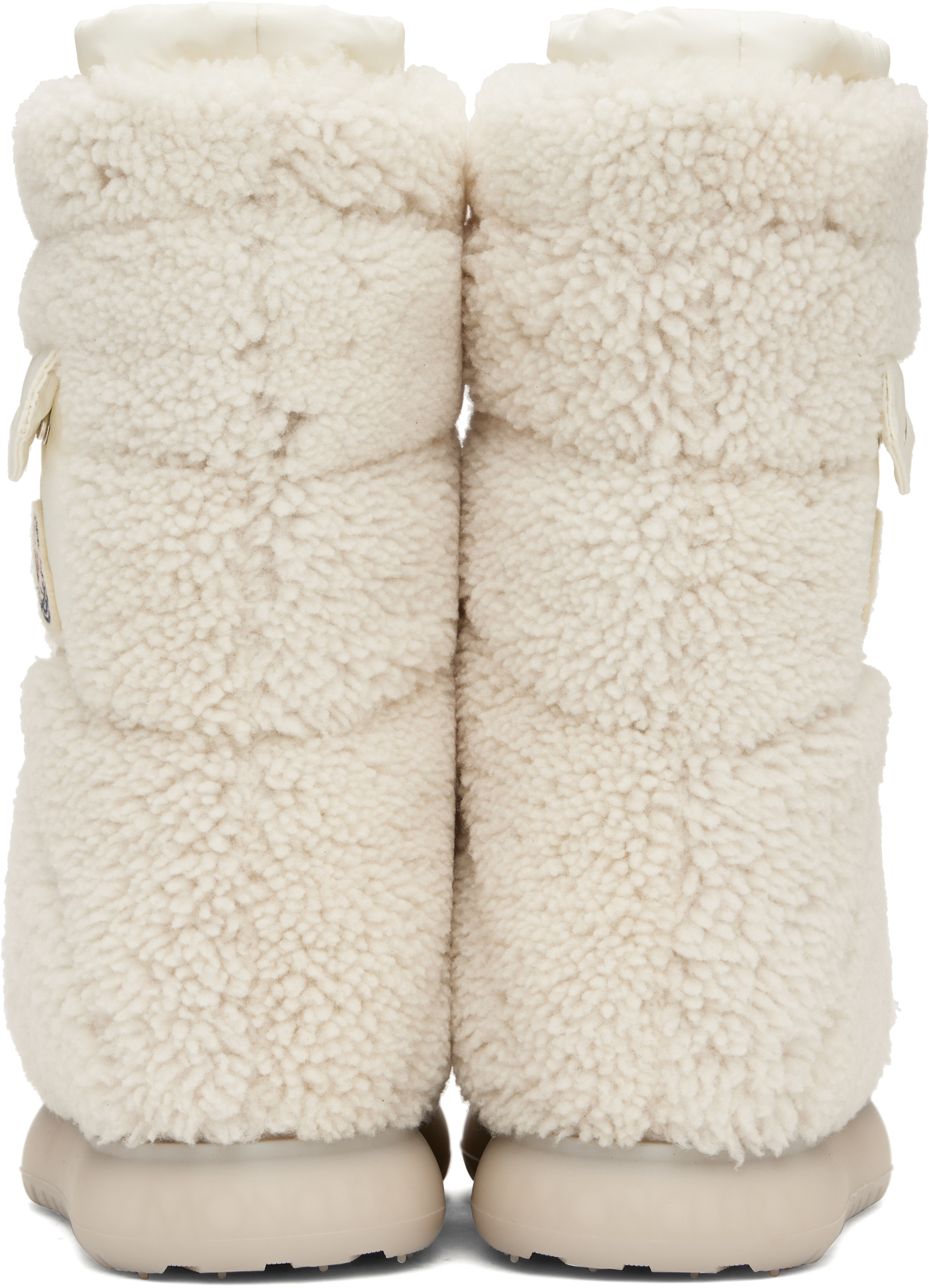 Moncler: White Gaia Pocket Mid Shearling Boots | SSENSE