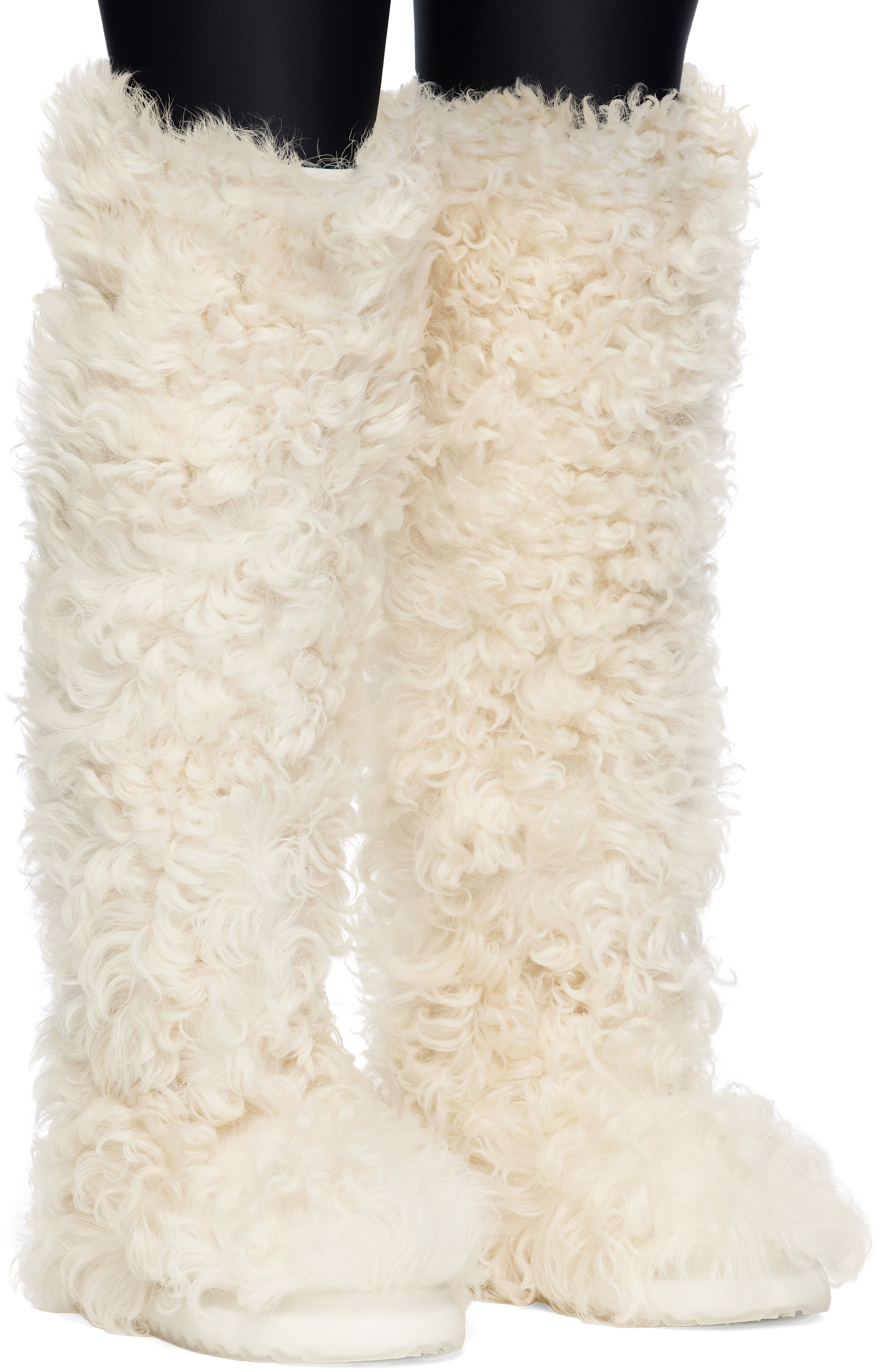 モンクレール スノーブーツ ナイロン ロングブーツ 40 ホワイト Moncler: White Beverly High Shearling Tall Boots | SSENSE