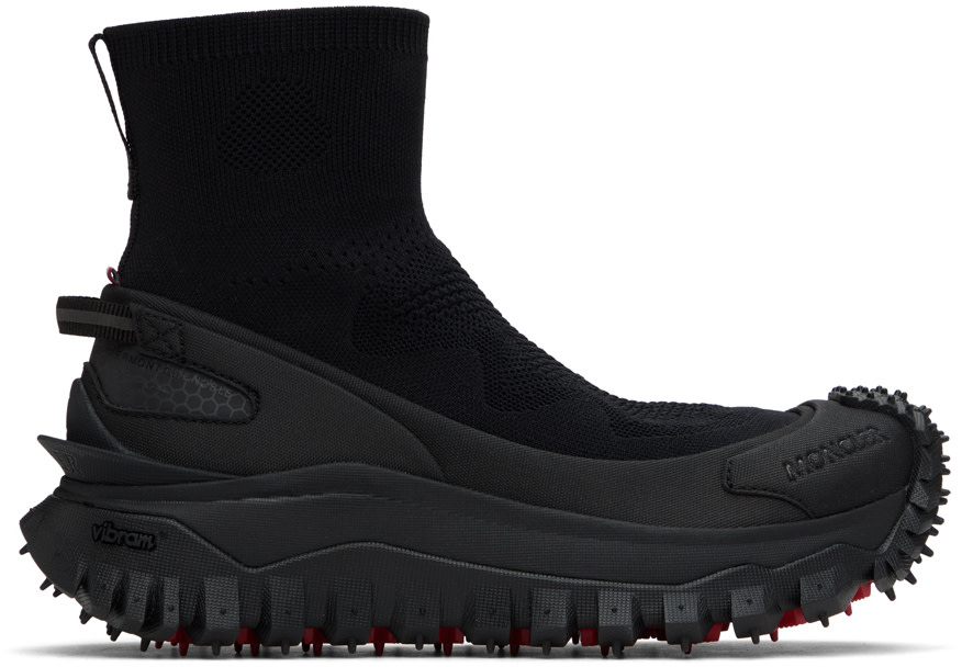 Moncler: Black Trailgrip Knit High Top Sneakers | SSENSE
