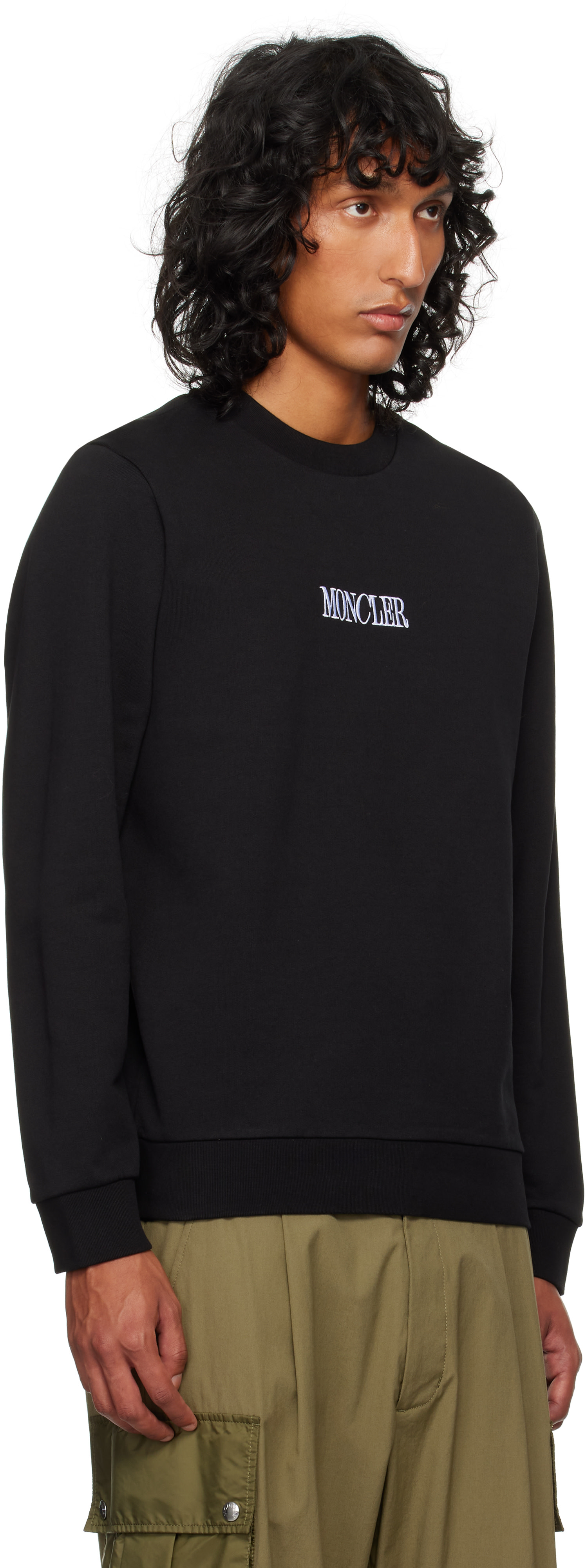 Moncler - Pull molletonné noir à logos