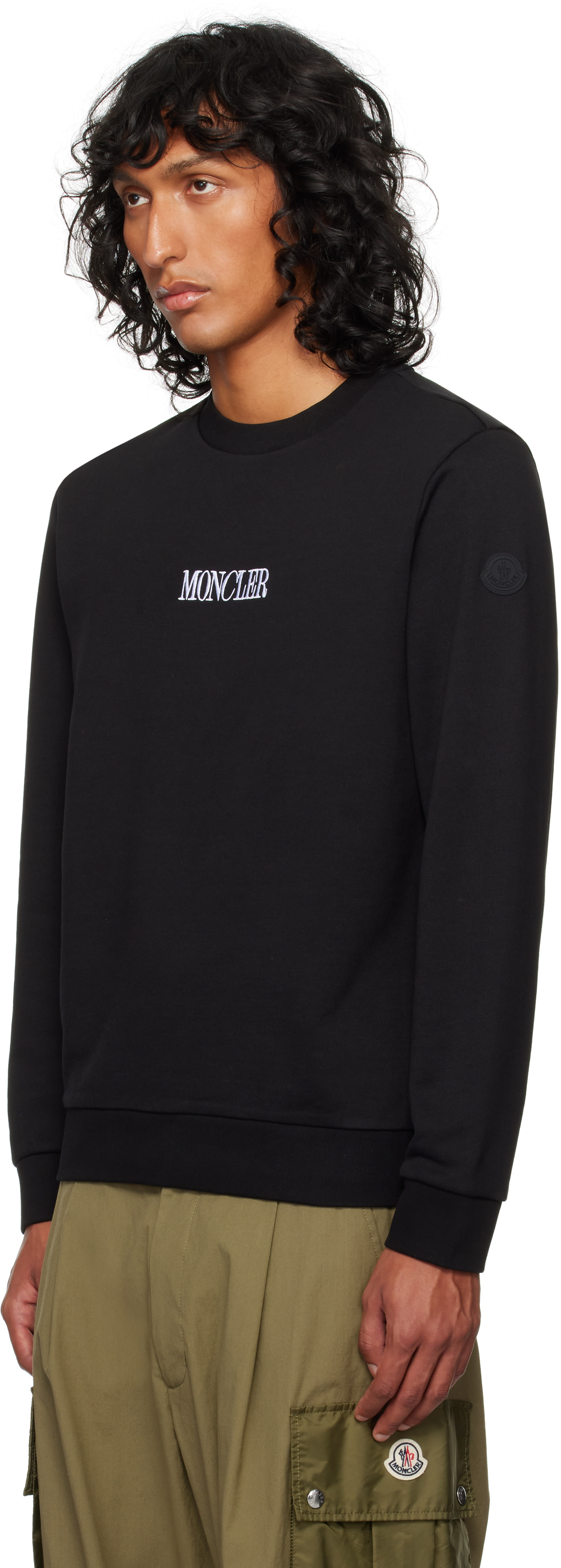 Moncler - Pull molletonné noir à logos